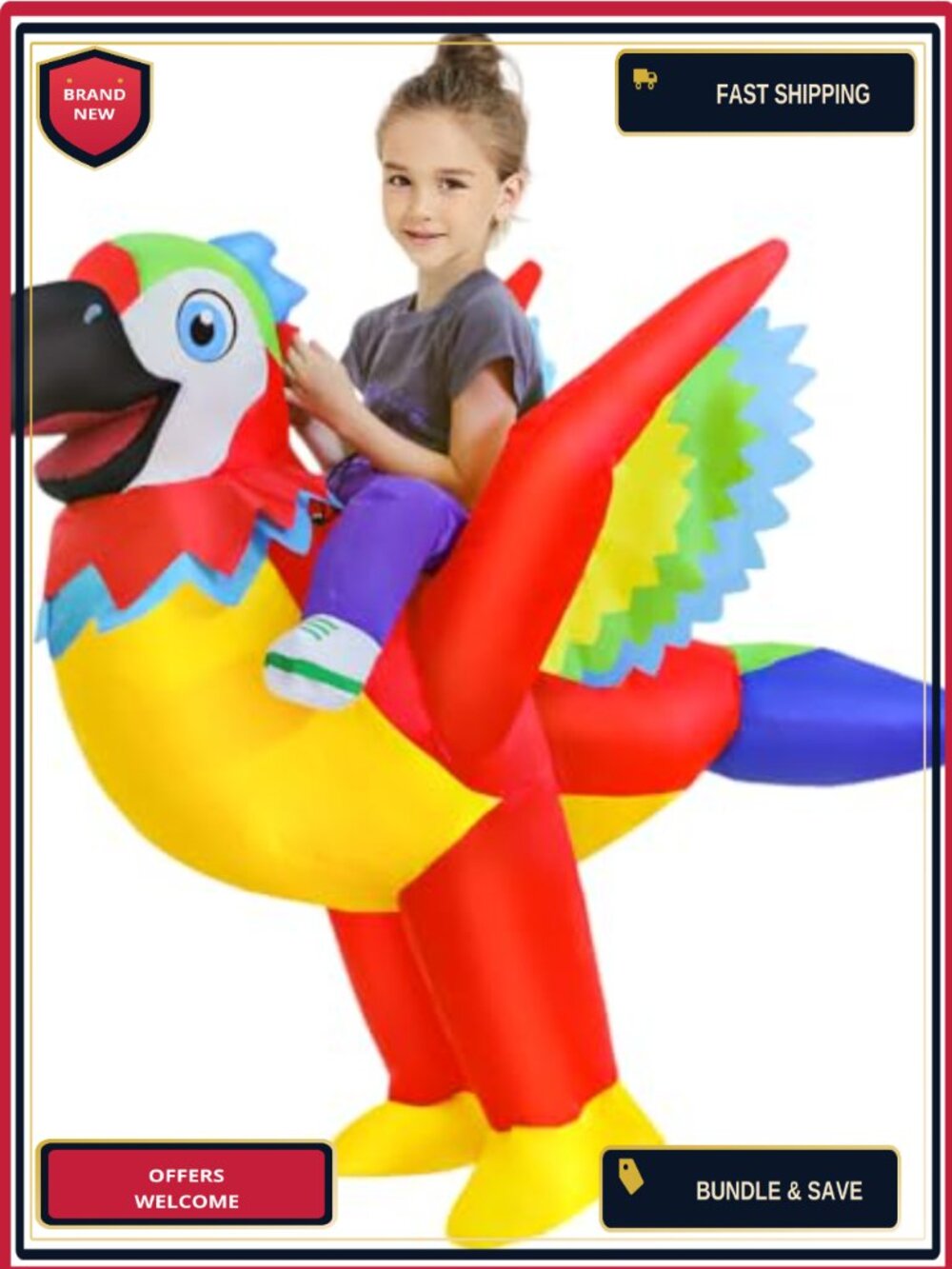 Kids Inflatable Parrot Costume Blow Up Halloween Ride On Suit